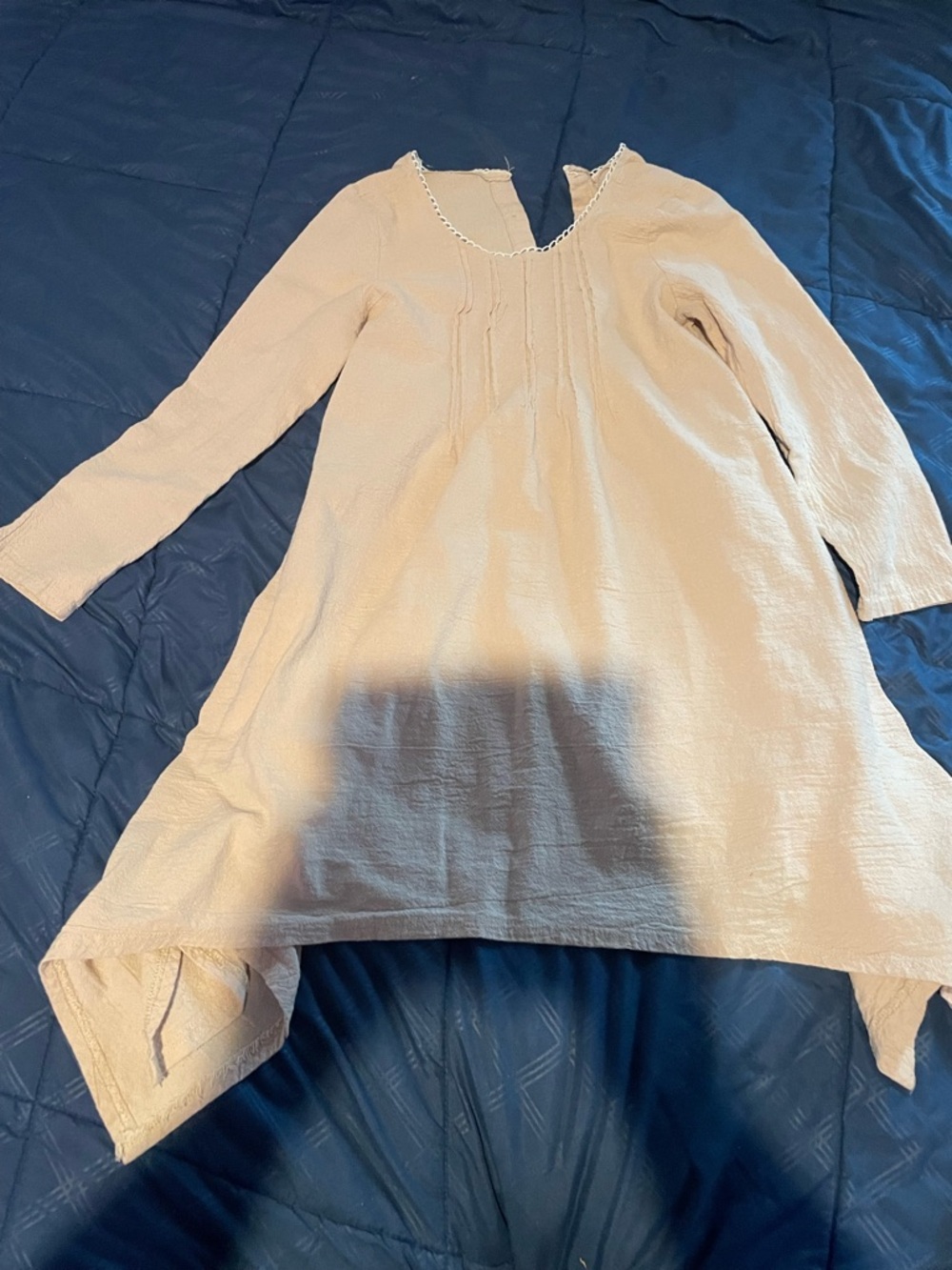 Light Beige Long Sleeve Tunic Dress